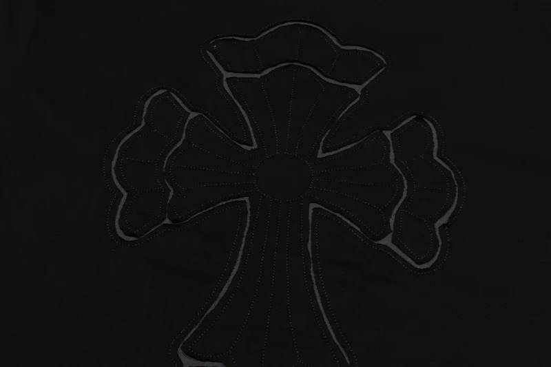 Bold Chrome Hearts Chest Embroidery Logo Black Tee