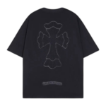 Bold Chrome Hearts Chest Embroidery Logo Black Tee