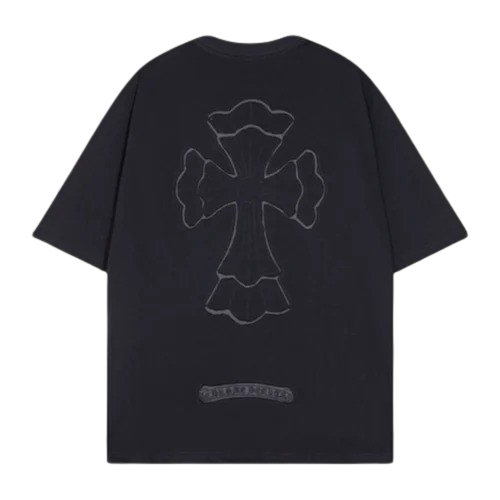 Bold Chrome Hearts Chest Embroidery Logo Black Tee