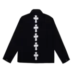 White Leather Patch Denim Jacket , Chrome Hearts