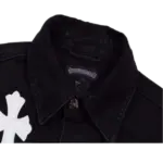 White Leather Patch Denim Jacket , Chrome Hearts