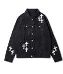 White Cross Patch Denim Jacket , Chrome Hearts